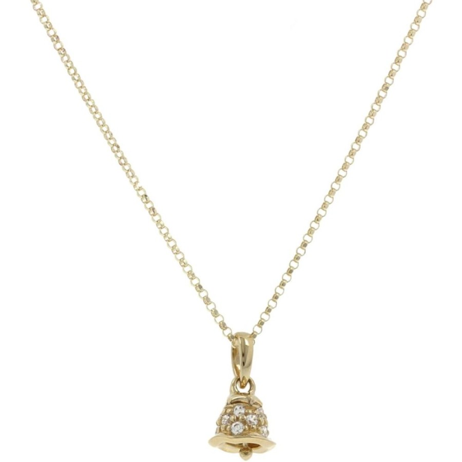 Gioielli Gioiello Italiano Oro | Collana "Campanella" In Oro Giallo 14Kt Con Zirconi