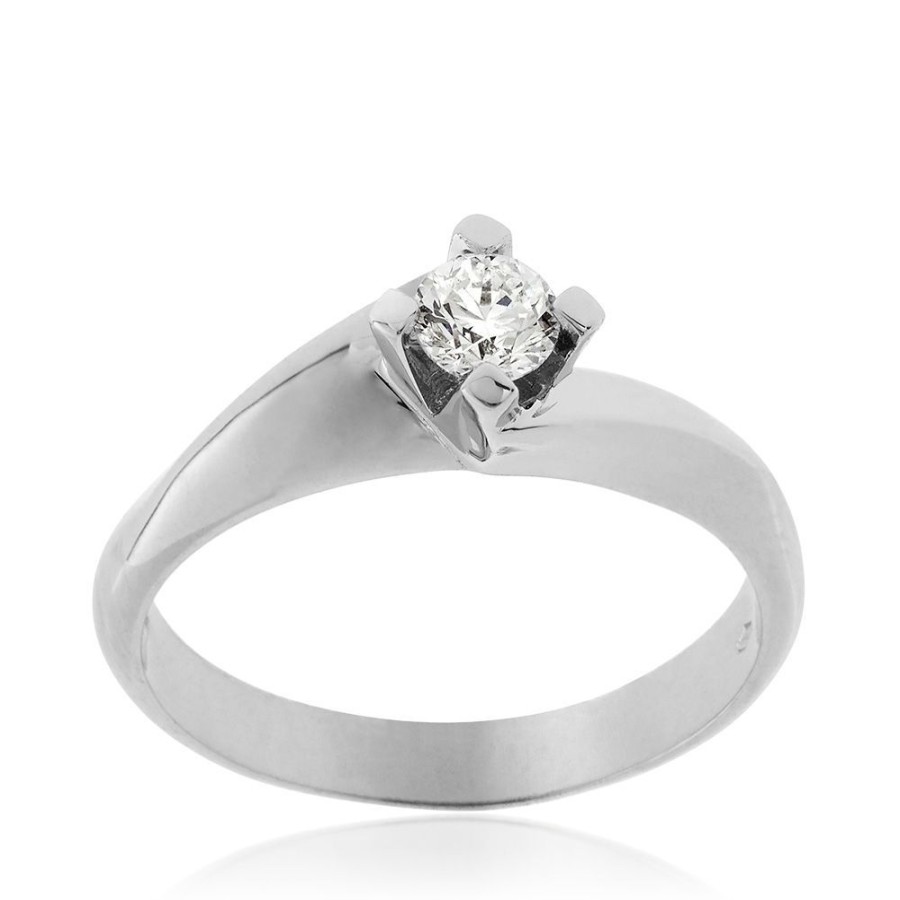 Gioielli Gioiello Italiano Diamanti | Solitario In Oro Bianco 18Kt E Diamante 0.28Ct