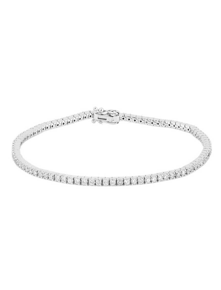 Gioielli Gioiello Italiano Oro | Bracciale Tennis In Oro Bianco 18Kt Con 2.12Ct Di Diamanti