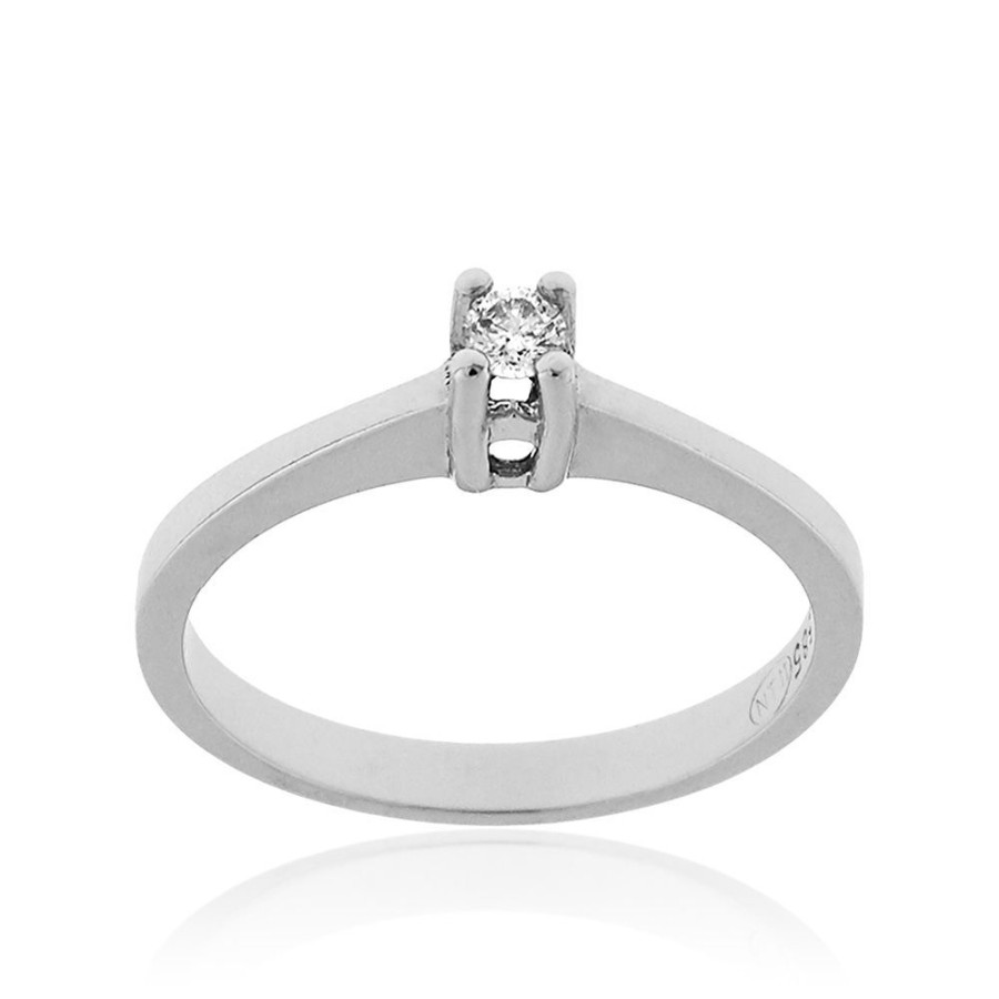 Gioielli Gioiello Italiano Oro | Solitario In Oro Bianco 14Kt Con Diamante 0.20Ct