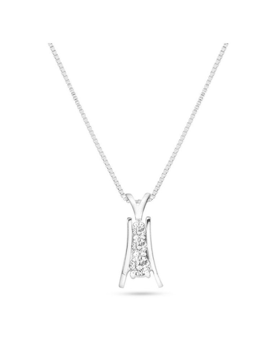 Gioielli Gioiello Italiano Oro | Collana Trilogy In Oro Bianco 18Kt Con Diamanti