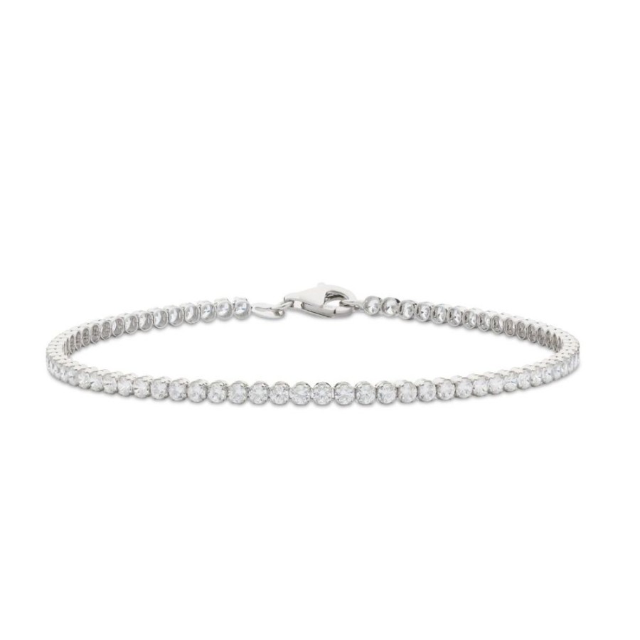 Gioielli Gioiello Italiano Oro | Bracciale Tennis In Oro Bianco 14Kt Con Zirconi Bianchi