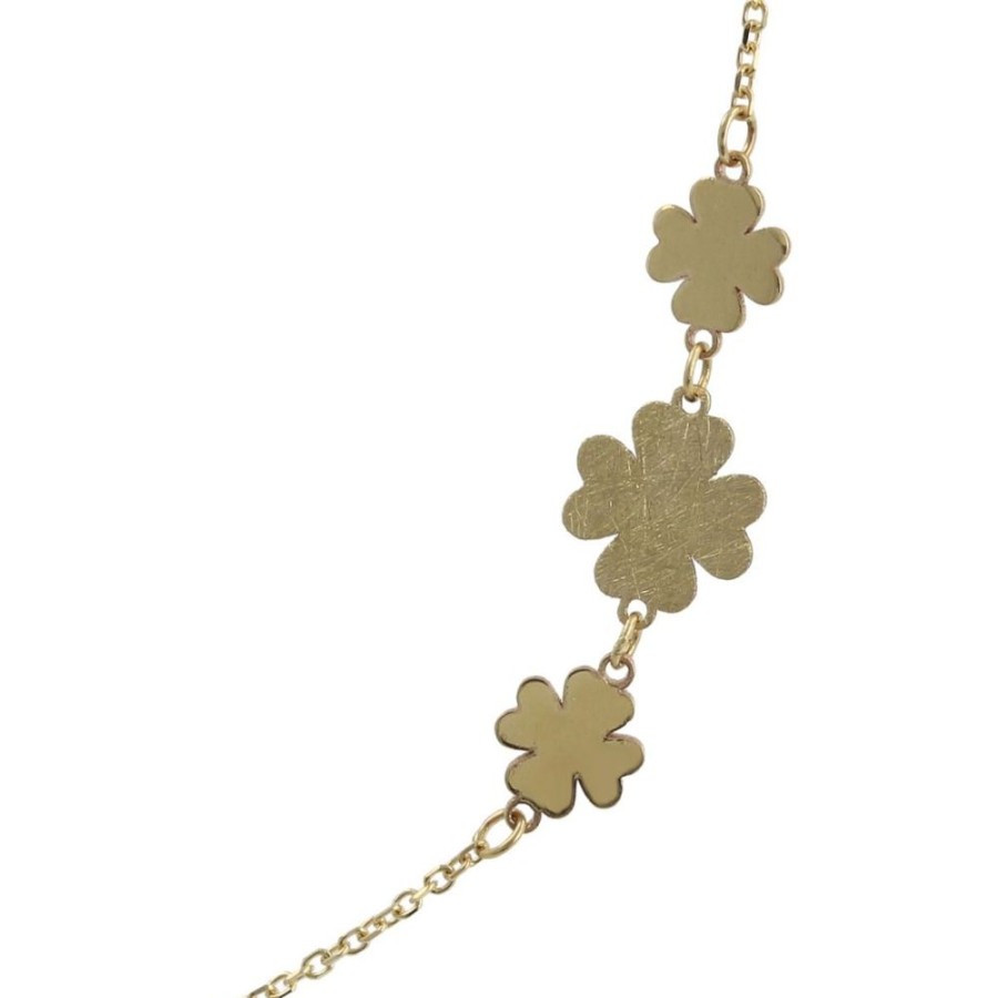 Gioielli Gioiello Italiano Fiori | Collana In Oro Giallo 14Kt Con Quadrifogli