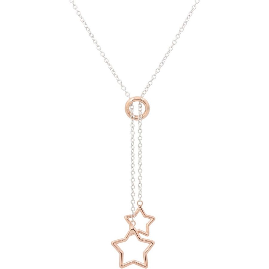 Gioielli Gioiello Italiano Oro | Collana Con Stelle In Oro Bianco E Rosa