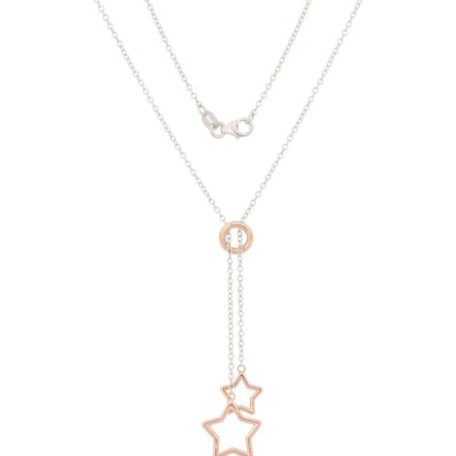 Gioielli Gioiello Italiano Oro | Collana Con Stelle In Oro Bianco E Rosa