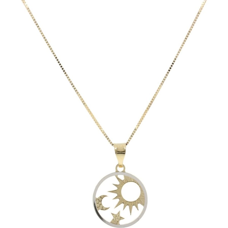 Gioielli Gioiello Italiano Oro | Collana "Sole E Luna" In Oro Giallo E Bianco 14Kt