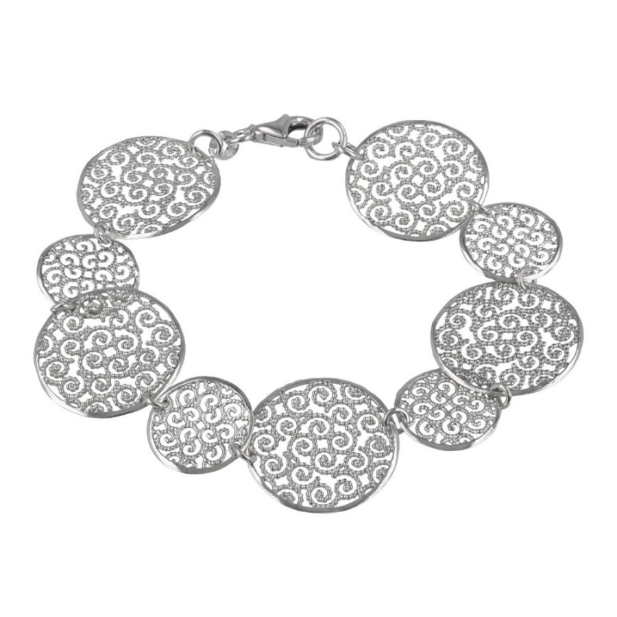 Gioielli Gioiello Italiano Argento | Bracciale Con Cerchi In Argento Sterling 925