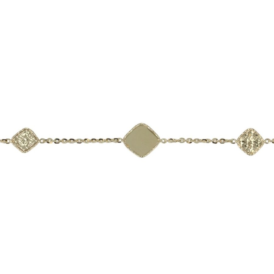 Gioielli Gioiello Italiano Oro | Bracciale Con Quadrati In Oro Giallo 14Kt