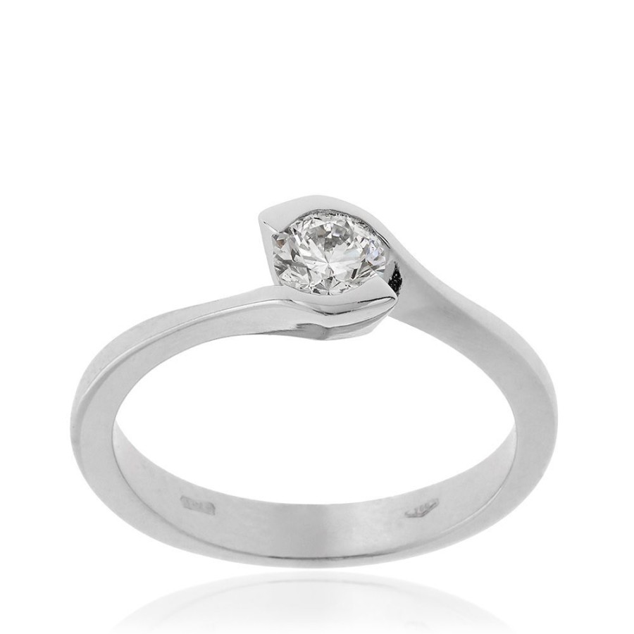 Gioielli Gioiello Italiano Diamanti | Solitario In Oro Bianco E Diamante 0.37Ct