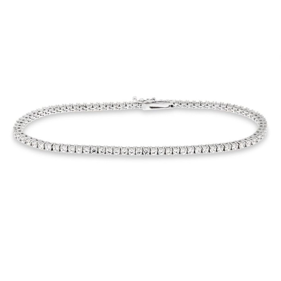 Gioielli Gioiello Italiano Oro | Bracciale Tennis In Oro Bianco E 83 Zirconi