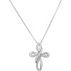 Gioielli Gioiello Italiano Oro | Collana Con Croce In Oro Bianco 18Kt E Diamanti Da 0.033Ct