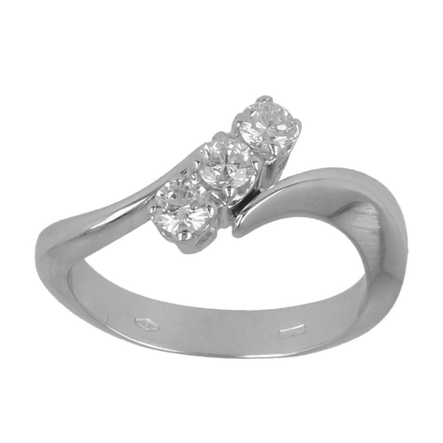 Gioielli Gioiello Italiano Oro | Anello Trilogy Contrarie In Oro Bianco 18Kt Con Diamanti 0.45Ct