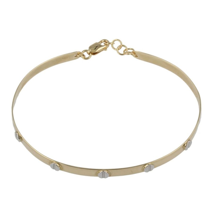 Gioielli Gioiello Italiano Oro | Bracciale Rigido In Oro Giallo E Bianco 14Kt Con Viti