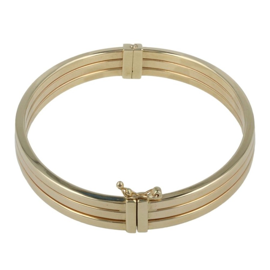 Gioielli Gioiello Italiano Oro | Bracciale Rigido Triplo In Oro Giallo 14Kt