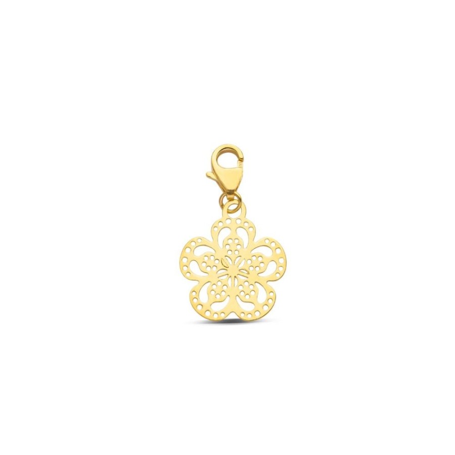 Gioielli Gioiello Italiano | Pendente Charm Fiore In Oro Giallo 14Kt