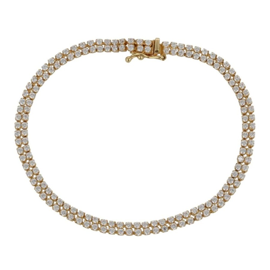 Gioielli Gioiello Italiano Tennis | Bracciale Tennis In Oro Giallo Con 158 Zirconi Bianchi