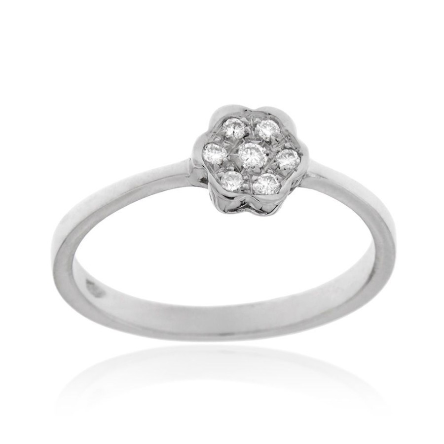 Gioielli Gioiello Italiano Oro | Anello In Oro Bianco E Diamanti 0.05Ct