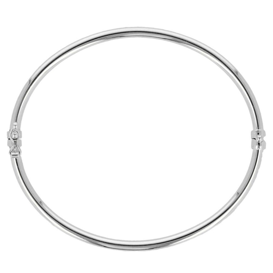 Gioielli Gioiello Italiano Oro | Bracciale Rigido Lucido In Oro 14Kt Bianco