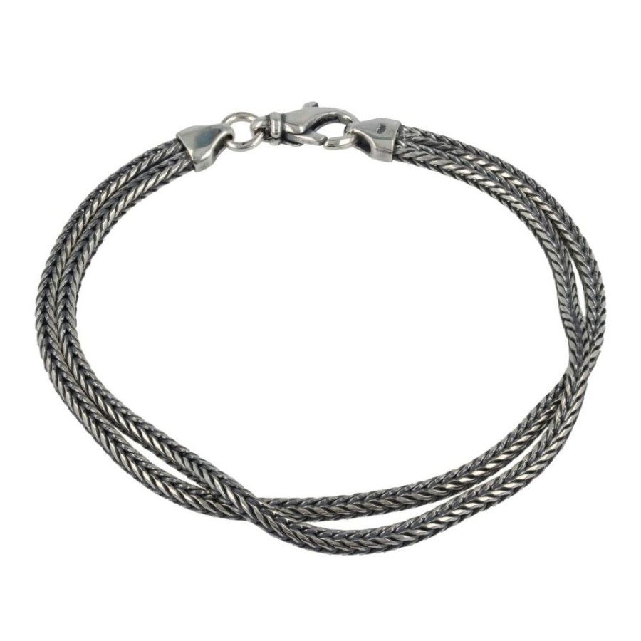 Gioielli Gioiello Italiano Argento | Bracciale Spiga Doppio In Argento Sterling 925