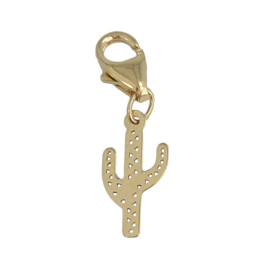 Gioielli Gioiello Italiano | Charm "Cactus" In Oro Giallo 14Kt Con Moschettone