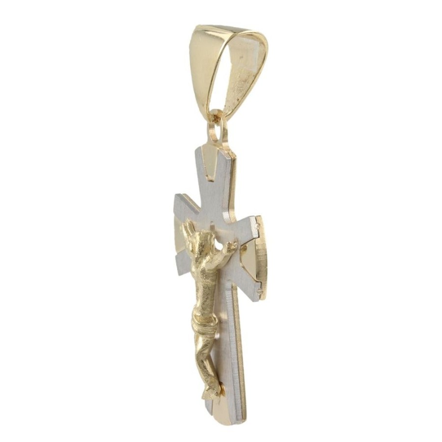 Gioielli Gioiello Italiano | Crocifisso In Oro Bianco E Giallo 14Kt