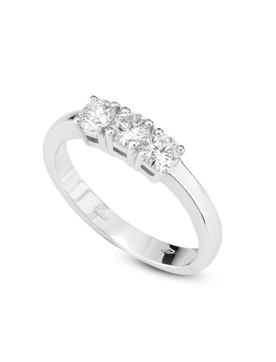 Gioielli Gioiello Italiano Oro | Anello Trilogy In Oro Bianco Con Diamanti 0.60Ct