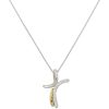 Gioielli Gioiello Italiano Oro | Collana Con Croce In Oro Bianco E Giallo 18Kt E Diamanti 0.06Ct