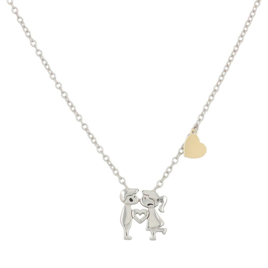 Gioielli Gioiello Italiano Oro | Collana "Kiss" In Oro Bianco 14Kt