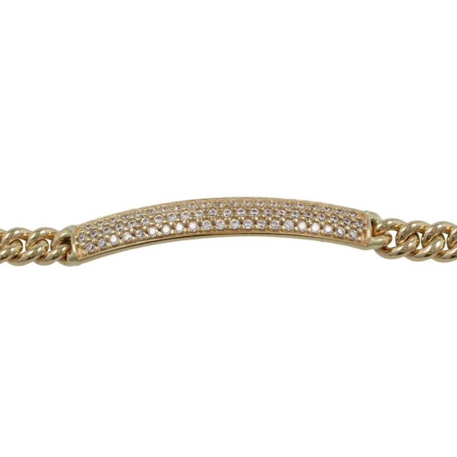 Gioielli Gioiello Italiano Oro | Bracciale Unisex In Oro Giallo 14Kt Con Zirconi Cubici