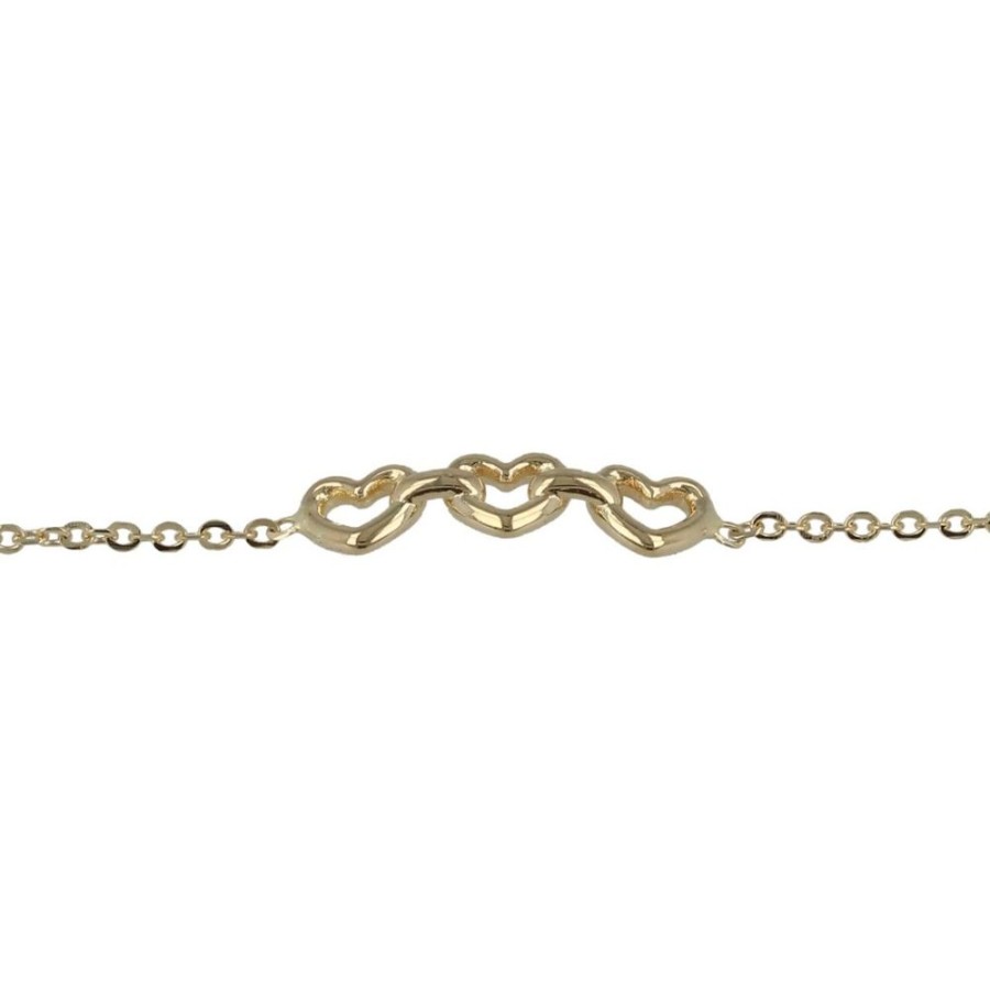 Gioielli Gioiello Italiano Oro | Bracciale "Tre Cuori" In Oro Giallo 14Kt