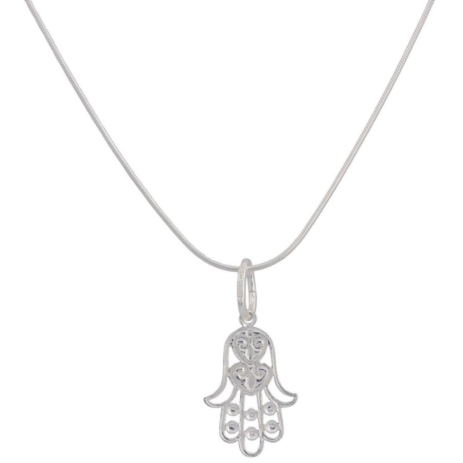 Gioielli Gioiello Italiano Argento | Collana "Mano Di Fatima" In Argento Rodiato